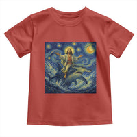 Funny Christian Jesus Riding Hammerhead Shark Toddler T Shirt Starry Night Inspired Art