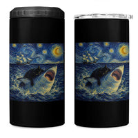 Funny Cat Biting Shark Starry Night Inspired Art 4 in 1 Can Cooler Tumbler