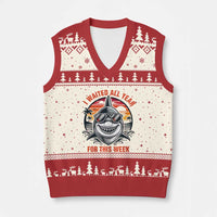 Funny Shark Summer Vacation V-Neck Knit Sweater Vest I Waited All Year For This Week
