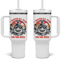Funny Shark Summer Vacation Tumbler With Handle I Waited All Year For This Week