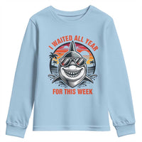 Funny Shark Summer Vacation Youth Sweatshirt I Waited All Year For This Week