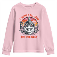 Funny Shark Summer Vacation Youth Sweatshirt I Waited All Year For This Week