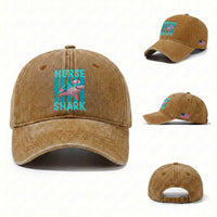 Funny Nurse Shark Washed Cotton Baseball Cap Medical Worker Appreciation Gift
