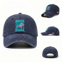 Funny Nurse Shark Washed Cotton Baseball Cap Medical Worker Appreciation Gift