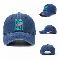 Funny Nurse Shark Washed Cotton Baseball Cap Medical Worker Appreciation Gift
