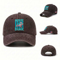 Funny Nurse Shark Washed Cotton Baseball Cap Medical Worker Appreciation Gift