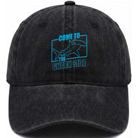 Funny Hammerhead Shark Lover Washed Cotton Baseball Cap Come To The Shark Side