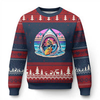Shark Skeleton Surfer Ugly Christmas Sweater Hawaiian Beach Vacation Gift