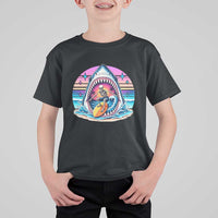 Shark Skeleton Surfer T Shirt For Kid Hawaiian Beach Vacation Gift