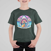 Shark Skeleton Surfer T Shirt For Kid Hawaiian Beach Vacation Gift