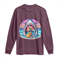 Shark Skeleton Surfer Long Sleeve Shirt Hawaiian Beach Vacation Gift
