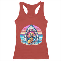 Shark Skeleton Surfer Racerback Tank Top Hawaiian Beach Vacation Gift