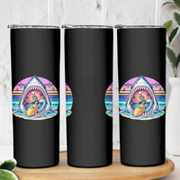 Shark Skeleton Surfer Skinny Tumbler Hawaiian Beach Vacation Gift