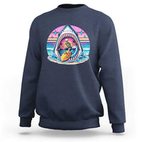 Shark Skeleton Surfer Sweatshirt Hawaiian Beach Vacation Gift
