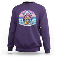 Shark Skeleton Surfer Sweatshirt Hawaiian Beach Vacation Gift
