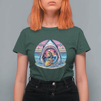 Shark Skeleton Surfer T Shirt For Women Hawaiian Beach Vacation Gift