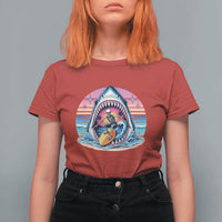 Shark Skeleton Surfer T Shirt For Women Hawaiian Beach Vacation Gift