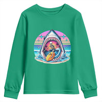 Shark Skeleton Surfer Youth Sweatshirt Hawaiian Beach Vacation Gift