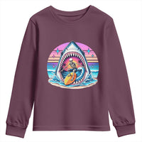 Shark Skeleton Surfer Youth Sweatshirt Hawaiian Beach Vacation Gift