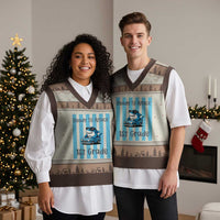 Ready To Attack 1st Grade V-Neck Knit Sweater Vest Funny Shark Driving Car Back To School