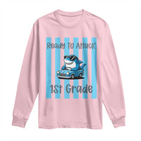 Ready To Attack 1st Grade Long Sleeve Shirt Funny Shark Driving Car Back To School
