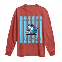 Ready To Attack 1st Grade Long Sleeve Shirt Funny Shark Driving Car Back To School