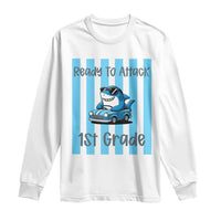 Ready To Attack 1st Grade Long Sleeve Shirt Funny Shark Driving Car Back To School