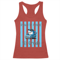 Ready To Attack 1st Grade Racerback Tank Top Funny Shark Driving Car Back To School