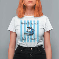 Ready To Attack 1st Grade T Shirt For Women Funny Shark Driving Car Back To School