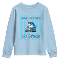 Ready To Attack 1st Grade Youth Sweatshirt Funny Shark Driving Car Back To School