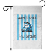 Ready To Attack 3rd Grade Garden Flag Funny Shark Driving Car Back To School