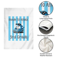 Ready To Attack 3rd Grade Garden Flag Funny Shark Driving Car Back To School
