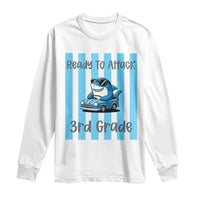 Ready To Attack 3rd Grade Long Sleeve Shirt Funny Shark Driving Car Back To School