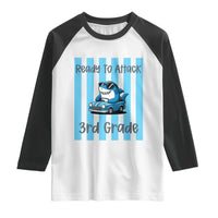 Ready To Attack 3rd Grade Raglan Shirt Funny Shark Driving Car Back To School