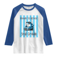 Ready To Attack 3rd Grade Raglan Shirt Funny Shark Driving Car Back To School