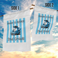 Ready To Attack 2nd Grade Garden Flag Funny Shark Driving Car Back To School