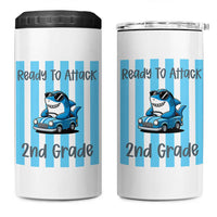 Ready To Attack 2nd Grade 4 in 1 Can Cooler Tumbler Funny Shark Driving Car Back To School