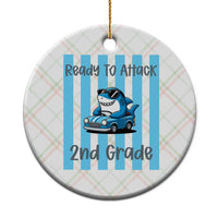 Ready To Attack 2nd Grade Ceramic Ornament Funny Shark Driving Car Back To School