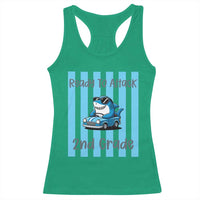 Ready To Attack 2nd Grade Racerback Tank Top Funny Shark Driving Car Back To School