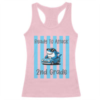 Ready To Attack 2nd Grade Racerback Tank Top Funny Shark Driving Car Back To School