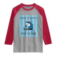 Ready To Attack 2nd Grade Raglan Shirt Funny Shark Driving Car Back To School
