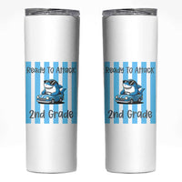 Ready To Attack 2nd Grade Skinny Tumbler Funny Shark Driving Car Back To School