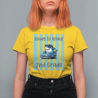Ready To Attack 2nd Grade T Shirt For Women Funny Shark Driving Car Back To School