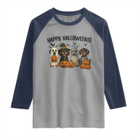 Funny Halloween Dachshund Raglan Shirt Happy Halloweenie - Wonder Print Shop