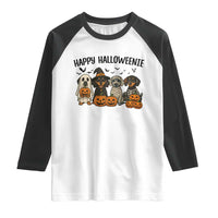 Funny Halloween Dachshund Raglan Shirt Happy Halloweenie - Wonder Print Shop