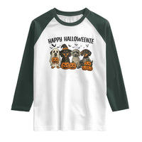 Funny Halloween Dachshund Raglan Shirt Happy Halloweenie - Wonder Print Shop