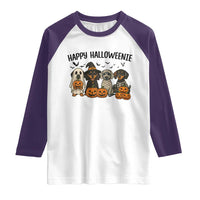 Funny Halloween Dachshund Raglan Shirt Happy Halloweenie - Wonder Print Shop