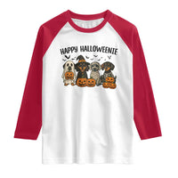 Funny Halloween Dachshund Raglan Shirt Happy Halloweenie - Wonder Print Shop