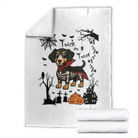 Funny Halloween Gift Throw Blanket Trick Or Treat With My Dachshund Dracula - Wonder Print Shop