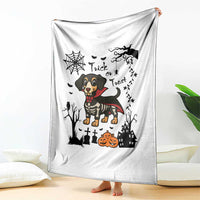 Funny Halloween Gift Throw Blanket Trick Or Treat With My Dachshund Dracula - Wonder Print Shop